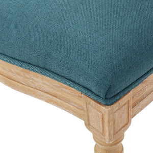 English Elm Kd French Country Rubberwood Dining Chairs Fluted Legs Padded Seat Set of 2 Teal 60352.00