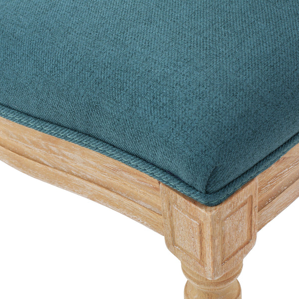 English Elm Kd French Country Rubberwood Dining Chairs Fluted Legs Padded Seat Set of 2 Teal 60352.00