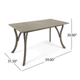 Christopher Knight Home® - Noble House - Hermosa Outdoor Acacia Wood Rectangular Dining Table, Gray