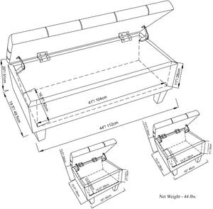 English Elm Dover 3-Piece Storage Ottoman Set In Slate Grey - Stylish Seating & Hidden Storage For Your Home B136P159056