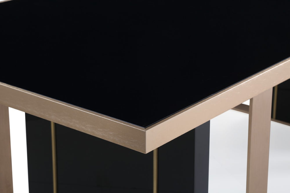 VIG Furniture Cartier High-Gloss Black Dining Table 90" X 40" With Rose Gold Stainless Trim, Luxurious Centerpiece VGVCT-A002