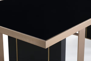 VIG Furniture Cartier High-Gloss Black Dining Table 90" X 40" With Rose Gold Stainless Trim, Luxurious Centerpiece VGVCT-A002