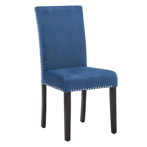 Homelegance By Top-Line Saber Nailhead Velvet Upholstered Chairs (Set of 2) Blue Wood