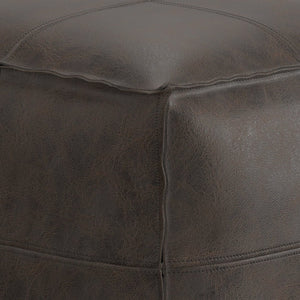 English Elm Sheffield Square Pouf - Handcrafted Distressed Brown Leather Accent For Stylish Living Spaces B136P159303-GIGA