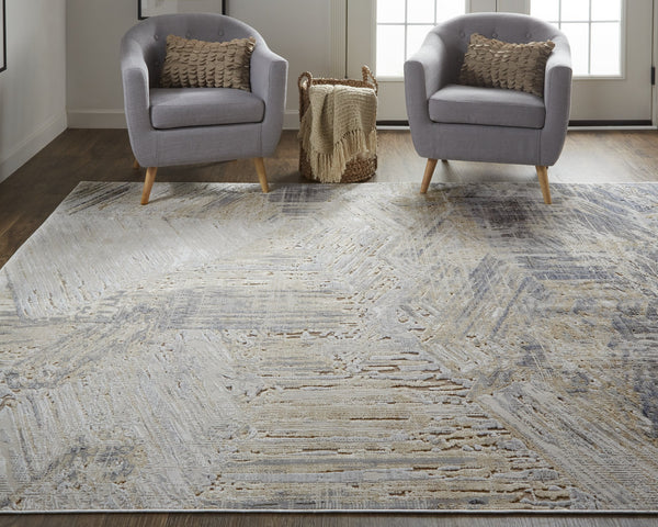 Feizy Rugs Laina Modern Low-pile Abstract Area Rug - Versatile Designs For Living Rooms, Bedrooms & More Tan,Ivory,Gray Polyester,Polypropylene Lai39g6fgrybgee7a