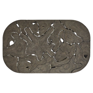 Bernhardt Bernhardt Teak Trinidad Outdoor Cocktail Table — 54" Oval Smoked Truffle Top, Mitered Edge Design X07016