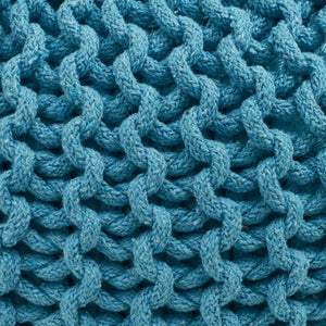 English Elm Christopher Knight Home® - MORO Aqua Pouf Knit Weave Cotton Accent Seat — Modern Round 20" x 14" No-Assembly Cozy Décor 60480.00