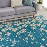 Nourison Tranquil TRA04 Machine Made Power-loomed No Border Indoor Only Contemporary  Rug Turquoise, Turquoise Blue 100% Polypropylene 99446484956