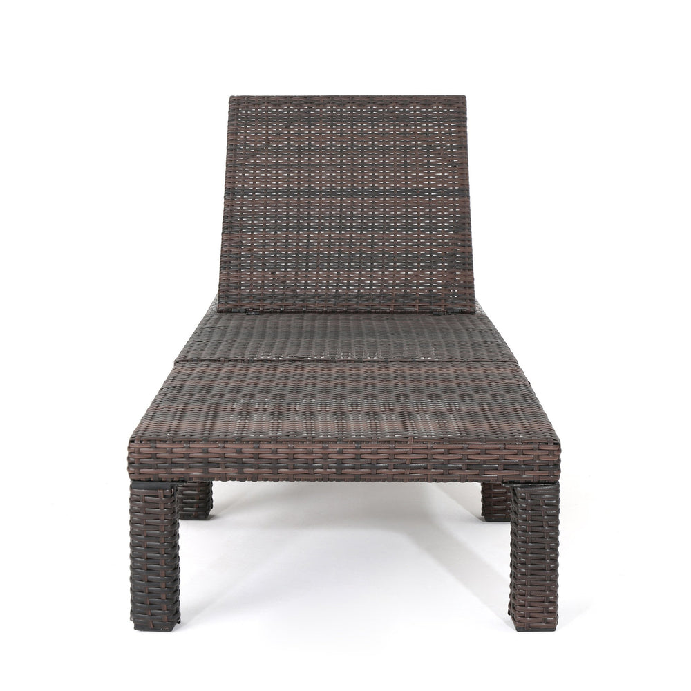 English Elm Christopher Knight Home® - JAMAICA Rattan Chaise Lounge Brown Polyethylene Wicker Iron Frame Multi-Brown Finish Durable Outdoor Patio Seat 76.6"D 62575.00WTC