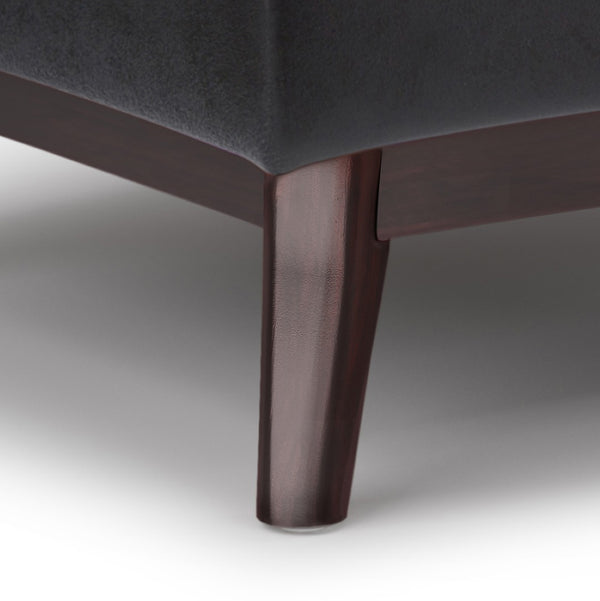 English Elm Owen - Mid-Century Style Coffee Table Ottoman With Storage & Serving Trays In Distressed Black Vegan Leather B136P160673-GIGA