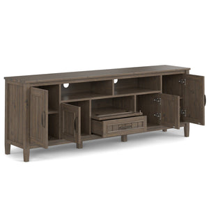 English Elm Lev 72" TV Media Stand Smoky Brown - Solid Wood, Cord Management, Large Storage for TVs up to 80" B136P158820
