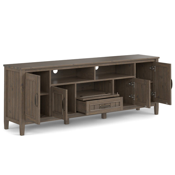 English Elm Lev 72" TV Media Stand Smoky Brown - Solid Wood, Cord Management, Large Storage for TVs up to 80" B136P158820