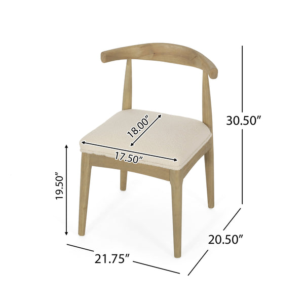 English Elm Dining Chair Set of Two Rubberwood Upholstered Seats Mid-century Modern Open Back Style Ivory 74526.00IVR