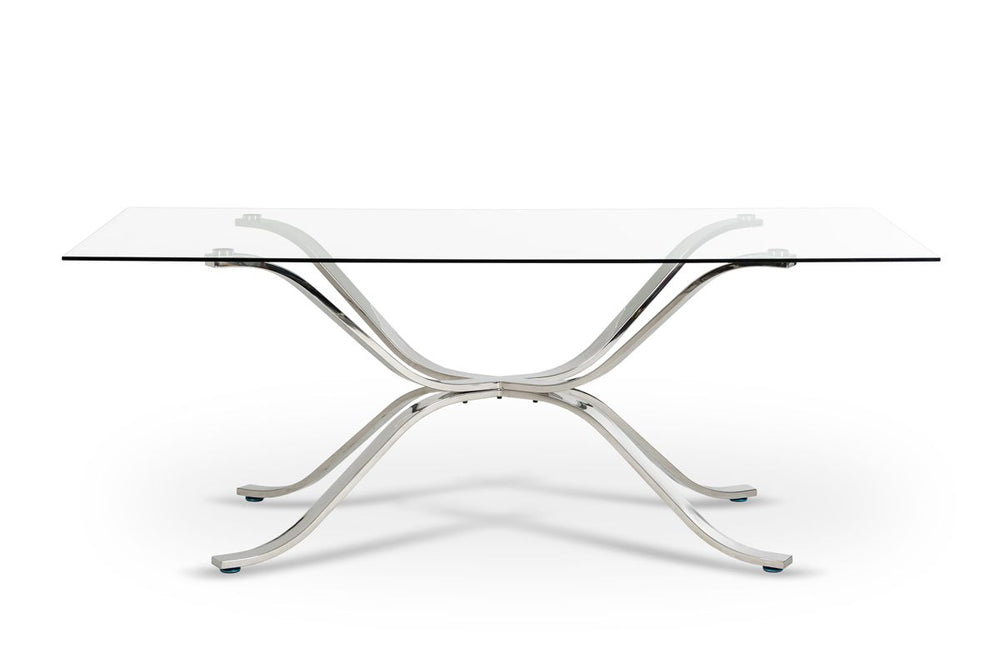VIG Furniture Modrest Adderley Modern Stainless Steel w/ Glass Top Dining Table VGVCT1101-20