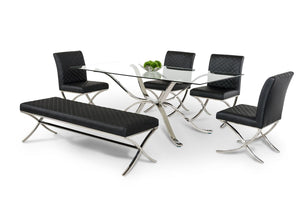 VIG Furniture Modrest Adderley Modern Stainless Steel w/ Glass Top Dining Table VGVCT1101-20