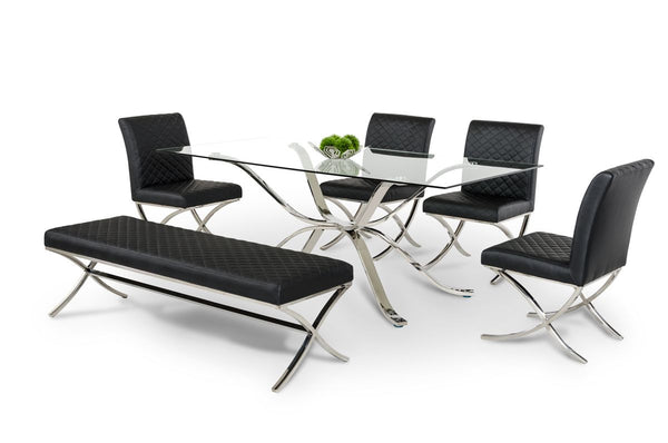 VIG Furniture Modrest Adderley Modern Stainless Steel w/ Glass Top Dining Table VGVCT1101-20