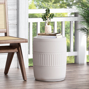 English Elm Outdoor Fluted Concrete Column Side Table Lightweight Architectural Patio Accent 73436.00