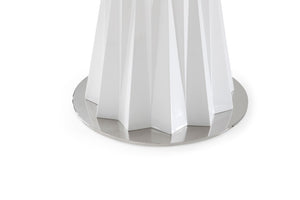 VIG Furniture Cabaret Prism-Base White Round Dining Table With 59" Tempered Glass Top, Seats 4, Modern Sculptural Appeal VGVCT1799