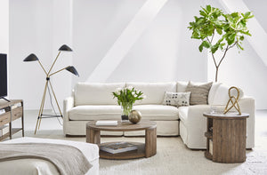 A.R.T. Furniture Alias Modular Sectional Sofa - Luxurious Slipcovered Design In Vanilla & Light Oak Finish For Chic Living White Slipcover In A Polyester,Linen Blend Fabric,In A Vanilla Coloration 761508-5302s4