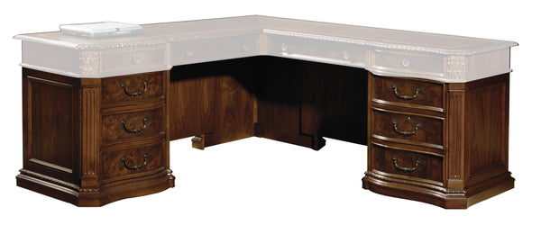 Hekman Furniture 7-9167p Stylish Pedestals & Modesty Panel Ob By  For Elegant Office Spaces Old World Walnut Burl Pedestals & Modesty Panel 79167p