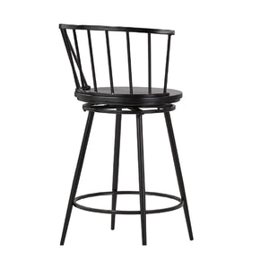 Homelegance By Top-Line Maverick Windsor Swivel Counter Stools with Low Back (Set of 2) Black Engineered Wood