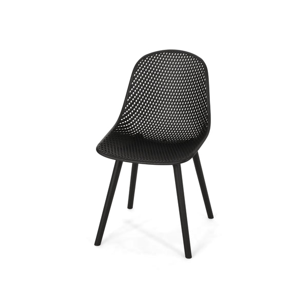 English Elm Christopher Knight Home® - POSEY Chair - Weather-Resistant Polypropylene Outdoor Dining Chair with Perforated Diamond Mesh Design for Durable Style Black 27.5 L x 21.5 W x 20.2 H 69067.00