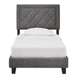 Homelegance By Top-Line Terrell Black Finish Frame with Velvet Fabric Platform Twin Bed Grey Velvet