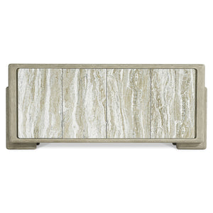 Bernhardt Bernhardt Arcadia Rustic-Modern Entertainment Credenza With Faux Stone Doors, Wire-Brushed Oak Finish 334880