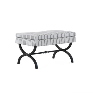 A.R.T. Furniture Alcove Single Bench - Stylish Casual Traditional Design In Sidecar Graphite & Burnished Brass Finish Beige Parrawood Solids,Iron,Fabric,Foam 321311-1241