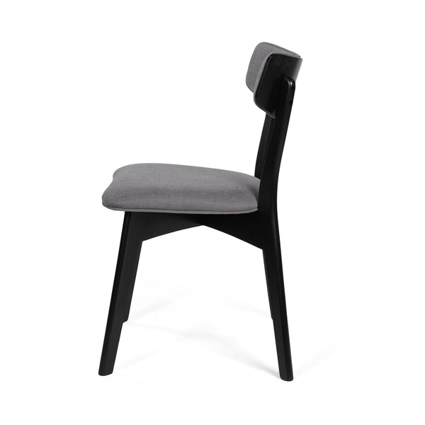 English Elm Christopher Knight Home® - DINING Mid-Century Upholstered Dining Chairs Set of 2 with Rubberwood Splayed Legs and Curved Silhouette DARK GREY 61760.00OAKBLK