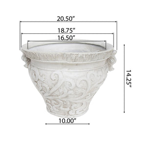 English Elm Largo Handcrafted Concrete Planter Antique White Aged Finish for Porch or Patio 63427.00WHI