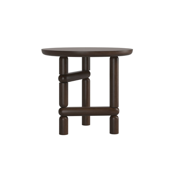 A.R.T. Furniture Verge Round End Table - Handcrafted Walnut Accent with Sculptural Design for Modern Living Spaces 337304-1960