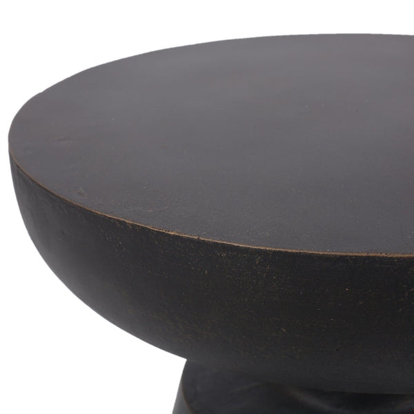 English Elm Outdoor Lightweight Concrete Pedestal Side Table with Warm Copper Sculptural Finish 73454.00