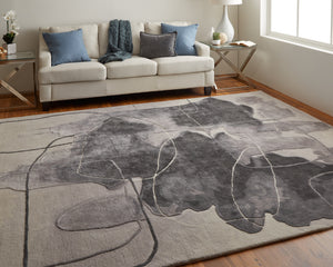 Feizy Rugs Anya Modern Watercolor-inspired Hand-tufted Wool And Viscose Rug For Contemporary Spaces Ivory,Gray,Taupe Wool,Viscose Any8885fgrymltp00