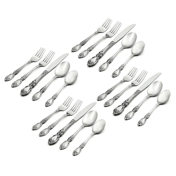 Lenox Oneida Wordsworth 20 Piece Everyday Flatware Set, Service for 4 Metallic, STAINLESS METAL 2285020C