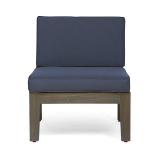 English Elm Christopher Knight Home® - Grenada 5-Seater Outdoor Acacia Wood Sectional Sofa Set With Water-Resistant Cushions, Grey+Dark Grey N773OS00059G