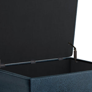 English Elm Owen - Versatile Distressed Dark Blue Storage Ottoman For Coffee Table, Seating & Stylish Decor B136P159189-GIGA