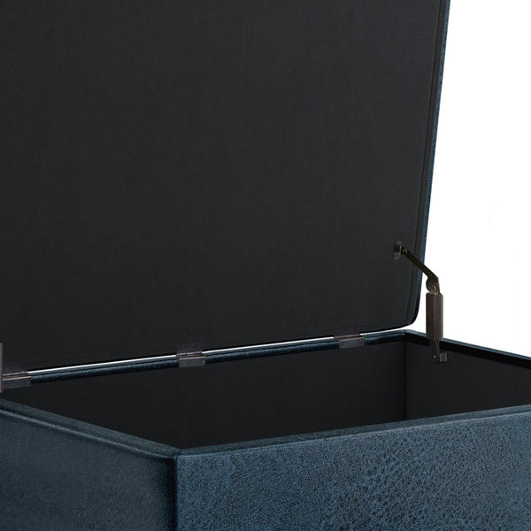 English Elm Owen - Versatile Distressed Dark Blue Storage Ottoman For Coffee Table, Seating & Stylish Decor B136P159189-GIGA