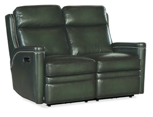 Hooker Furniture Hamilton Power Loveseat With Zero-Gravity Recline, Usb Charging, Top-Grain Leather, Nailhead Trim Green SS116-PHZ2-029