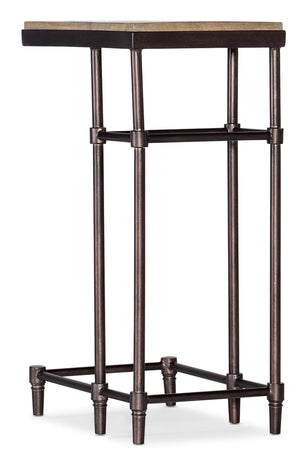 Hooker Furniture St. Armand Chairside Table With C-Shaped Slide-Over Design, Acacia Wood Top & Pewter Metal Base Light Wood 5601-80115-LTWD