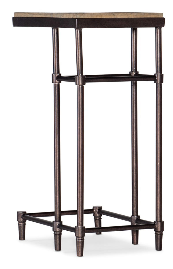 Hooker Furniture St. Armand Chairside Table With C-Shaped Slide-Over Design, Acacia Wood Top & Pewter Metal Base Light Wood 5601-80115-LTWD