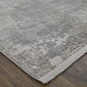 Feizy Rugs Cadiz Abstract Watercolor Area Rug - Luxurious Machine-woven Design Inspired By Spanish Elegance Taupe,Gray,Silver Viscose,Acrylic 8663888flgy000p22