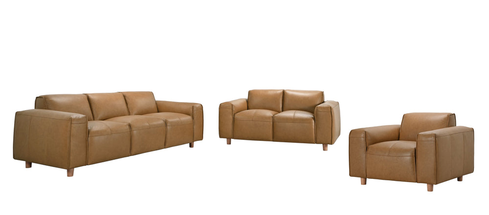 Porter Designs Porter Nerio Top-grain Leather Sofa In Luxurious Camel Brown - Modern Design & Comfort For Living Spaces Brown Leather 02-204-01-6587