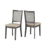 Homelegance By Top-Line Theordore Beige Linen Rattan Back Dining Chairs (Set of 2) Red Rubberwood