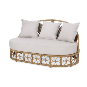 English Elm Christopher Knight Home® - Patio Shane Wicker Outdoor Daybed with Pillows — 60" Boho Rattan Lounger, Water-Resistant Cushions, Floral Backrest 72158.00LBRN