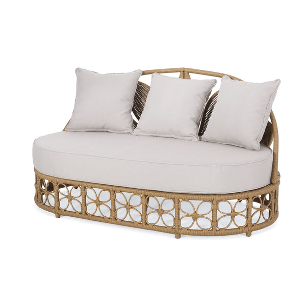 English Elm Christopher Knight Home® - Patio Shane Wicker Outdoor Daybed with Pillows — 60" Boho Rattan Lounger, Water-Resistant Cushions, Floral Backrest 72158.00LBRN