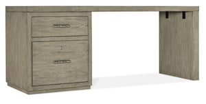 Hooker Furniture Linville 72" Desk With Oak Veneer Top, Spacious Work Surface, Locking File Drawer & Sleek Hardware Gray 6150-10906-85