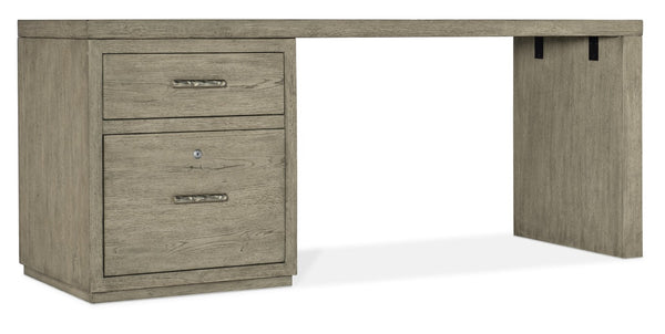 Hooker Furniture Linville 72" Desk With Oak Veneer Top, Spacious Work Surface, Locking File Drawer & Sleek Hardware Gray 6150-10906-85