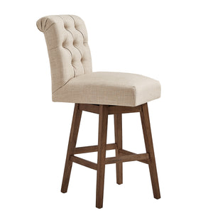 Homelegance By Top-Line Jacinta Tufted Linen Upholstered Swivel Stools (Set of 2) Brown Rubberwood