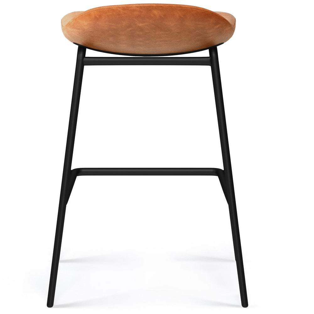 English Elm Dafney - Stylish Counter Height Stool Set Of 2 In Durable Camel Brown Vegan Leather For Urban Living B136P158579